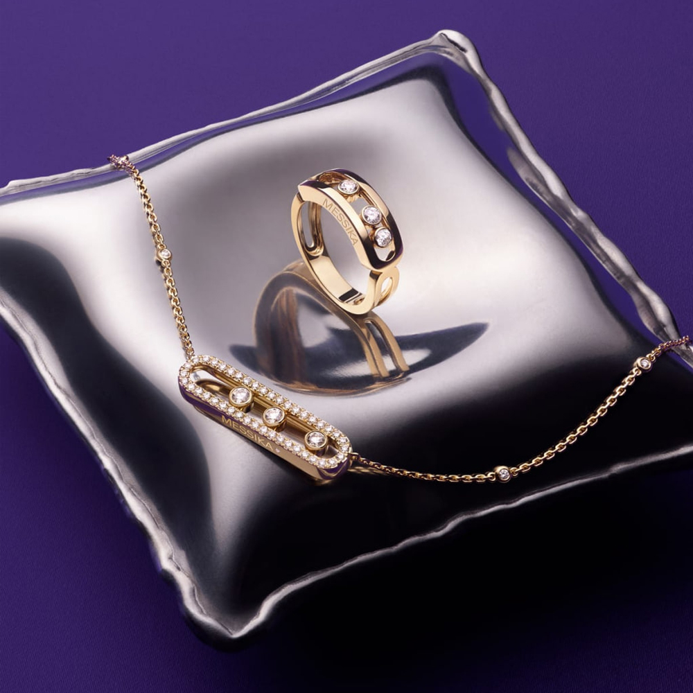 Кольцо и колье Messika Move из розового золота с бриллиантами