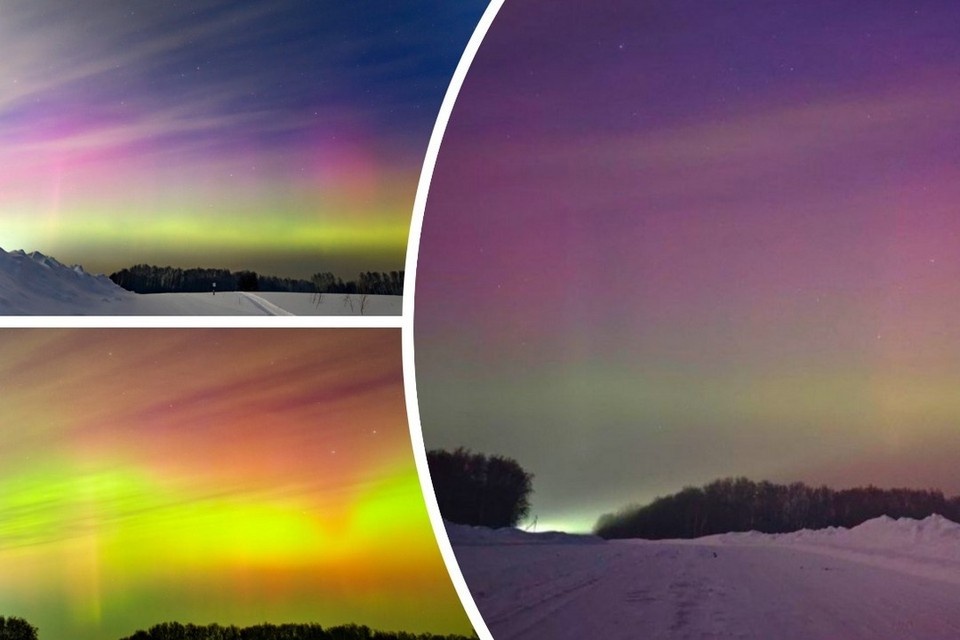    Полярное сияние озарило небо под Новосибирском. Фото: Алексей Поляков
