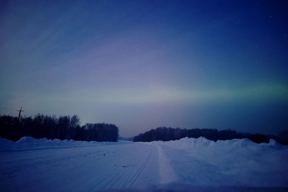   Северное сияние было видно невооруженным глазом. Фото: Алексей Поляков