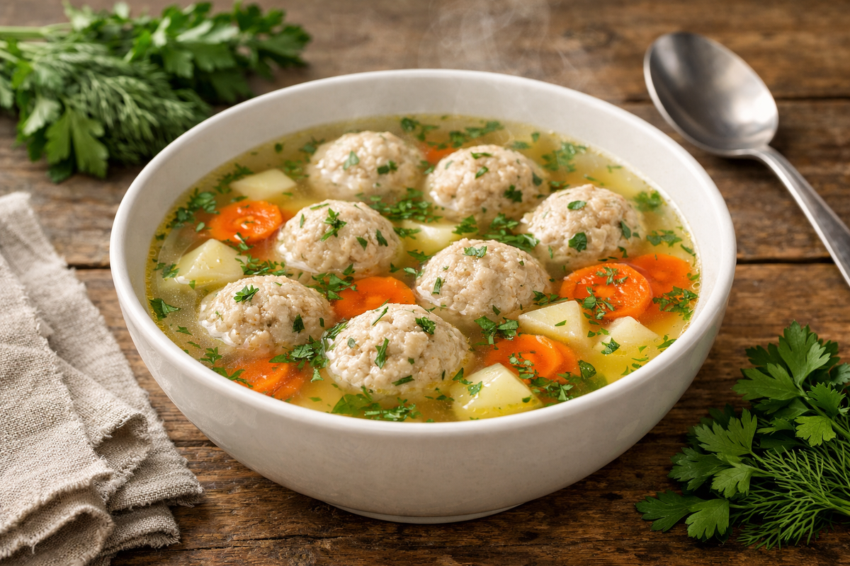 Суп с куриными фрикадельками 