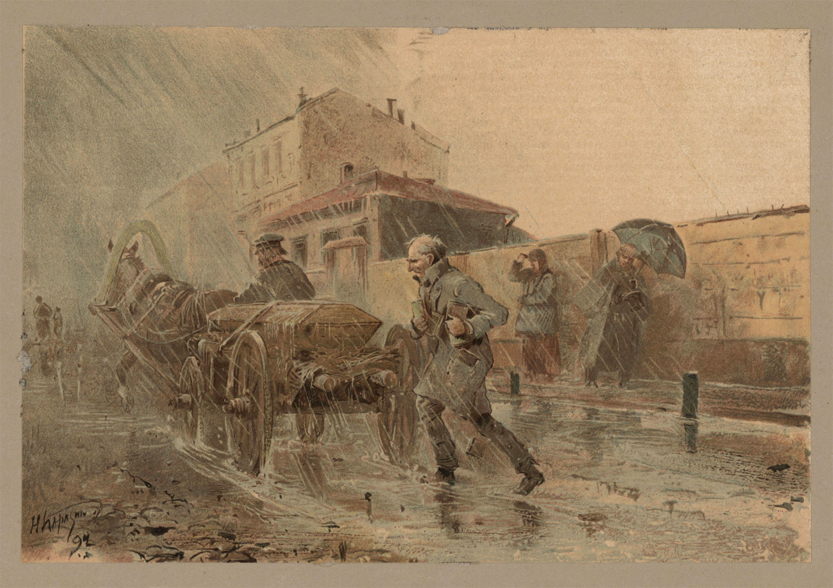    Н. Каразин. Иллюстрация к роману "Бедные люди". Из альбома "Пятнадцать акварельных картин к сочинениям Ф. М. Достоевскаго". 1893 / Национальная электронная библиотека