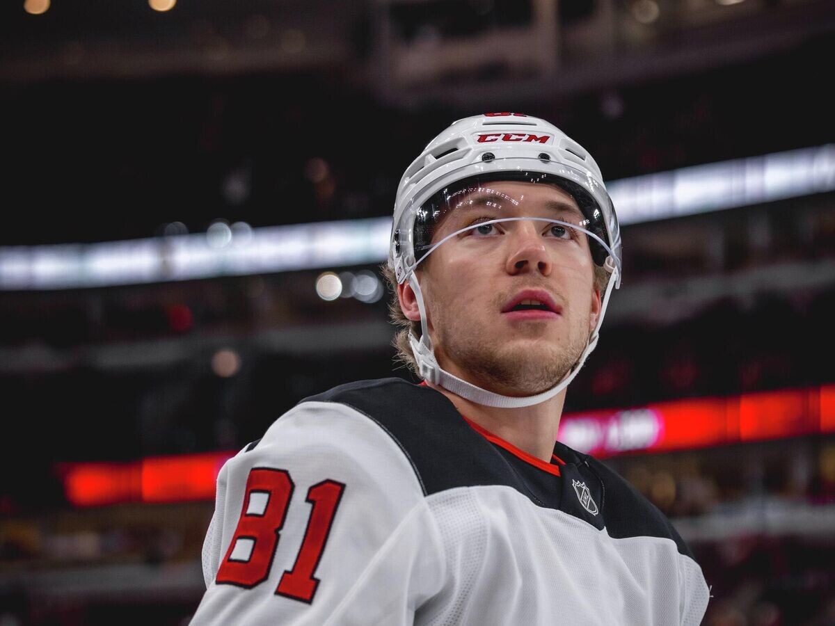    Российский нападающий "Нью-Джерси Девилз" Арсений Грицюк | © Фото : Соцсети клуба НХЛ "Нью-Джерси Девилз"