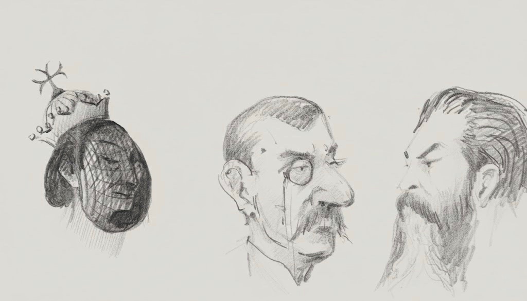 Иван Александрович Всеволожский (1835-1909) и два неизвестных. Карикатура. И. А. Всеволожский. Начало 1880-х гг.