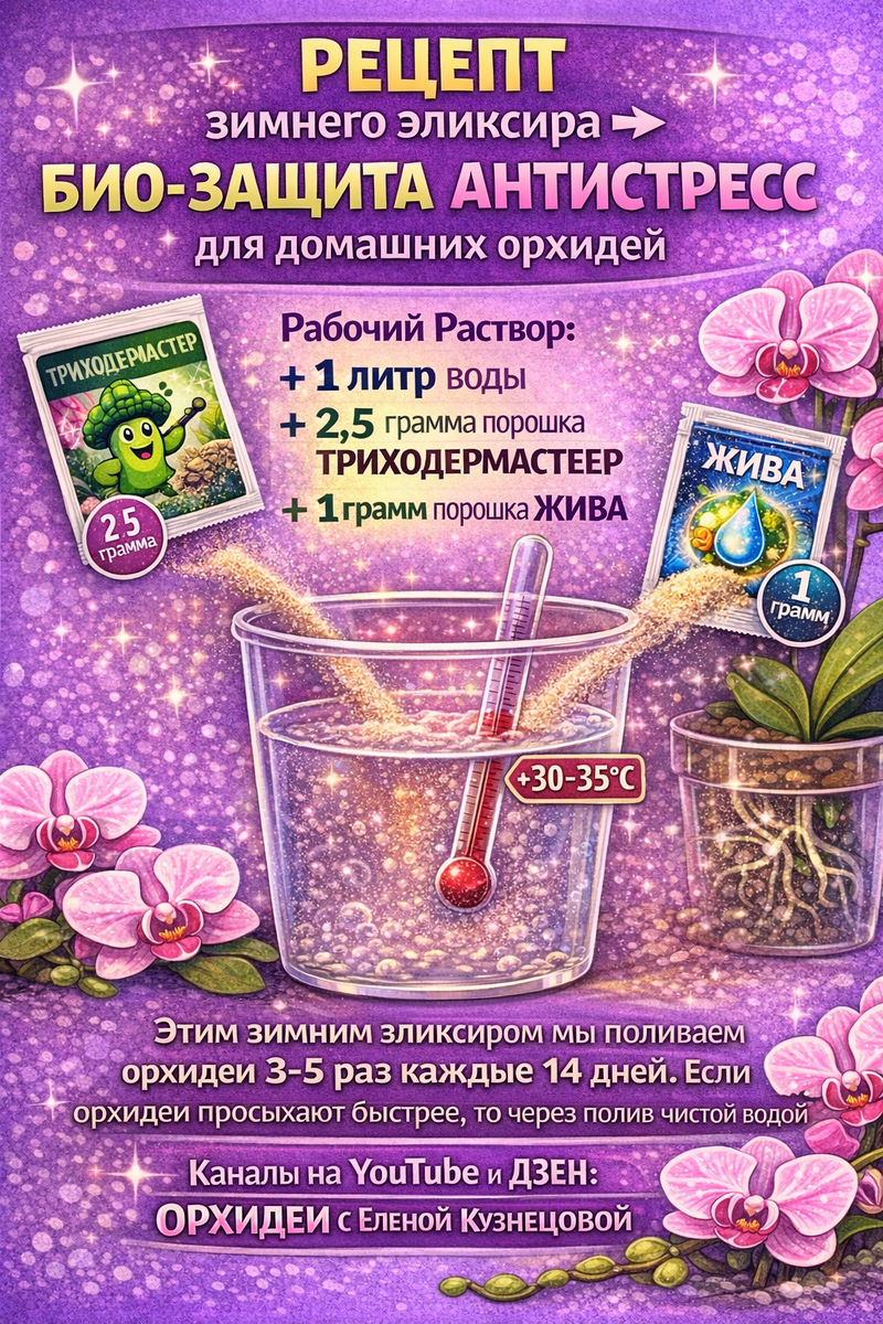Рецепт зимнего эликсир БИО - ЗАЩИТА  АНТИСТРЕСС для домашних орхидей. Орхидеи С Еленой Кузнецовой