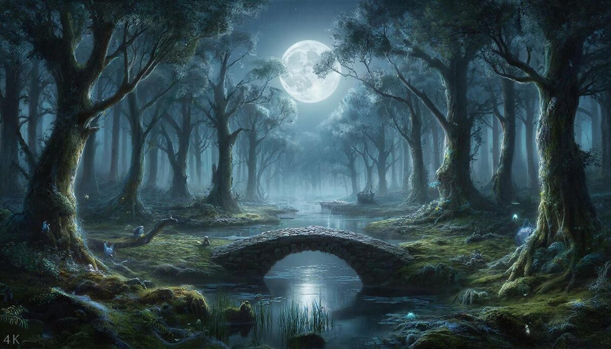 Лунный Лес ночью