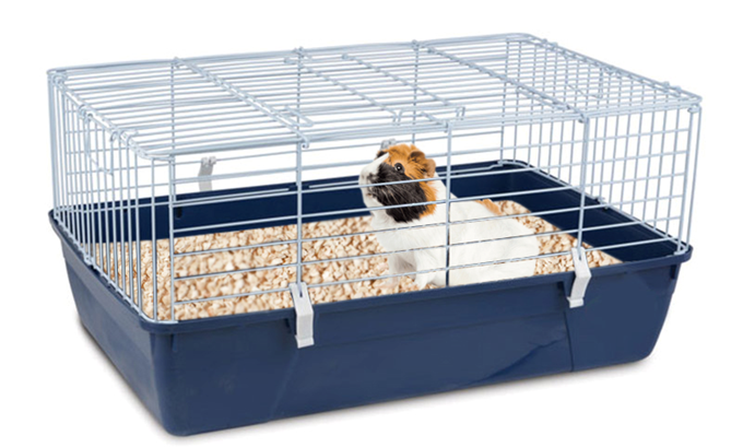 На фото – горизонтальная клетка Triol с габаритами 690*440*340мм. Просторное дно стимулирует морскую свинку к подвижным играм и активному изучению территории.