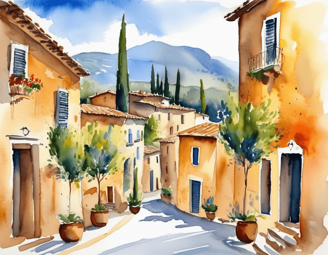 Акварель "Улочки старинного городка".