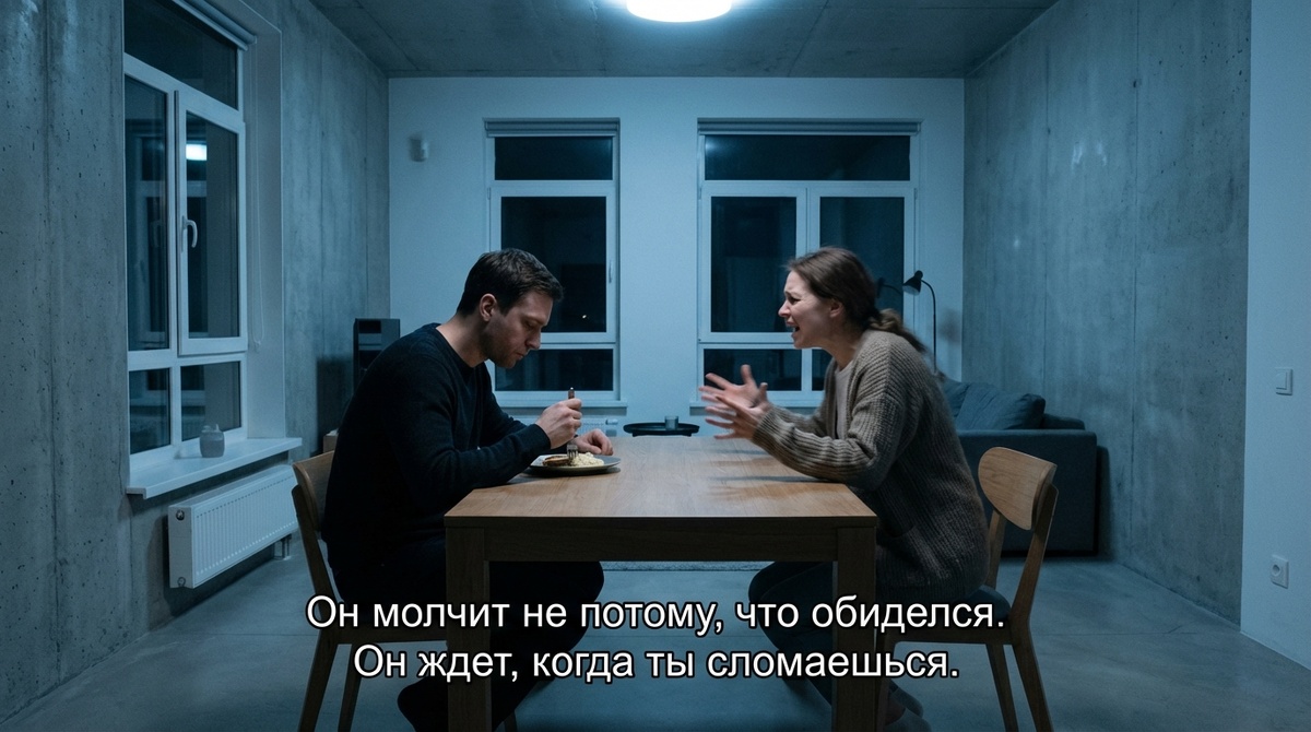 Мужчина игнорирует плачущую женщину. Наказание молчанием и газлайтинг в семье. Абьюзивные отношения. Стиль Давида.