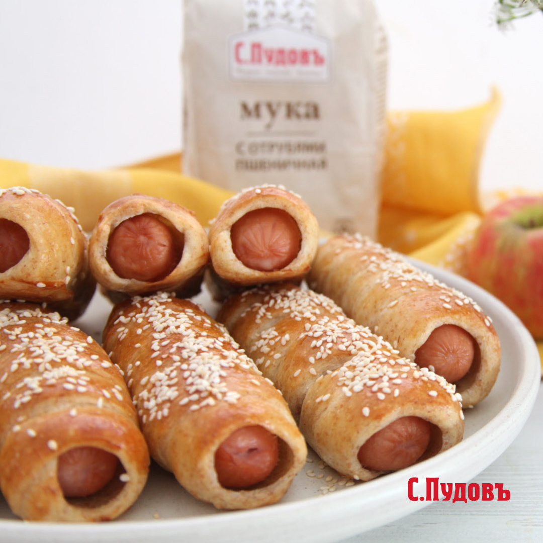 Сосиски в тесте из муки с отрубями