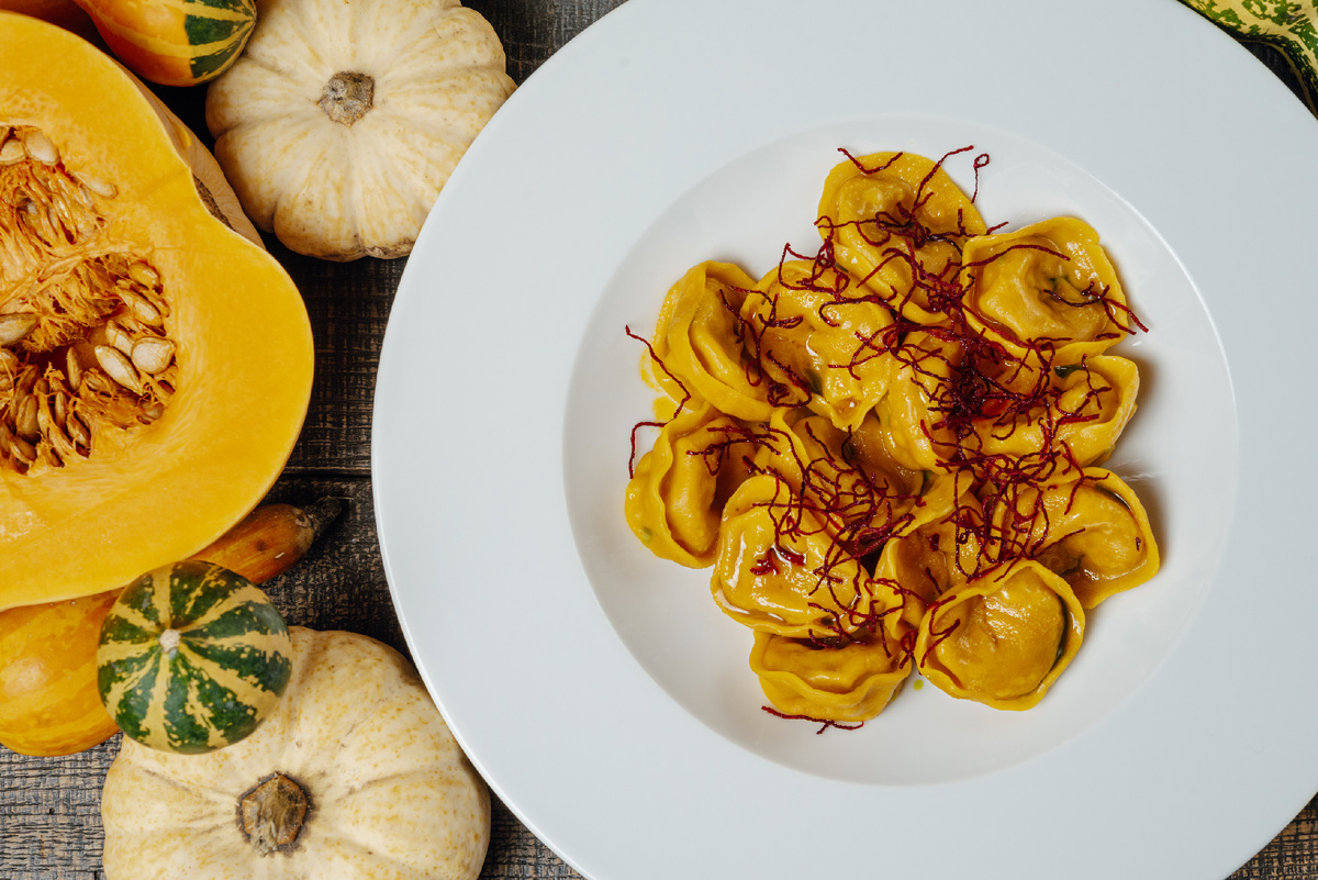 Пельмени с перепелкой и тыквой 