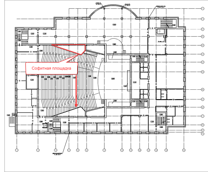 План дома культуры с указанием местоположения софитных площадок