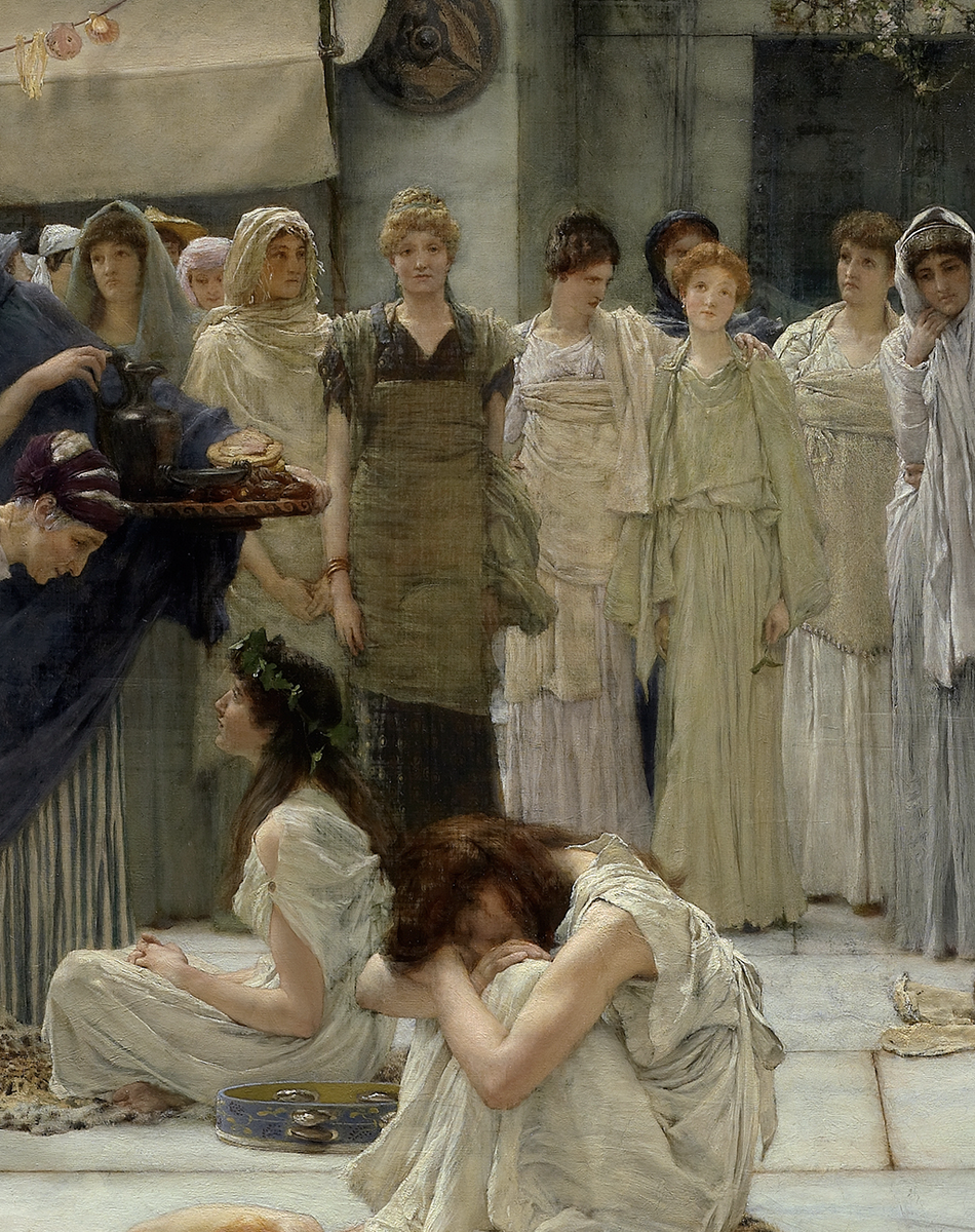 Лоуренс Альма-Тадема, «Женщины Амфиссы», фрагмент картины
