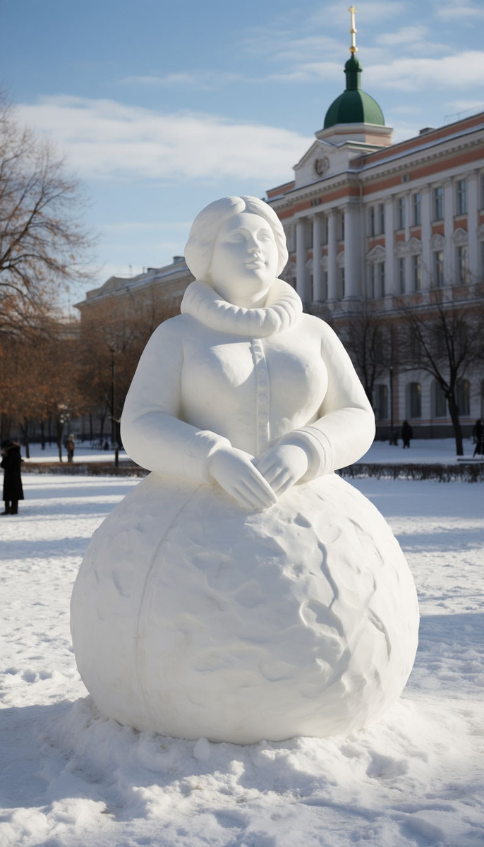 Снежная богиня зимы: как древний обряд оживает в современных скульптурах
