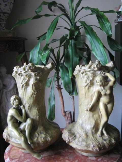 Парные вазы «Адам и Ева». Ар нуво. Франция, кон. XIX — нач. XX вв