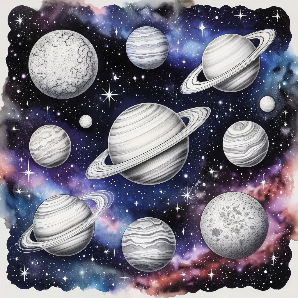 Планеты. Иллюстрация сгенерирована нейросетью