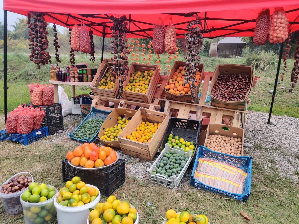 Нет, это не рынок, а просто точка у обочины. Обилие фруктов - один из огромных плюсов Абхазии. фото автора. 