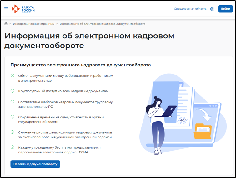 Сервис для КЭДО на портале "Работа в России"