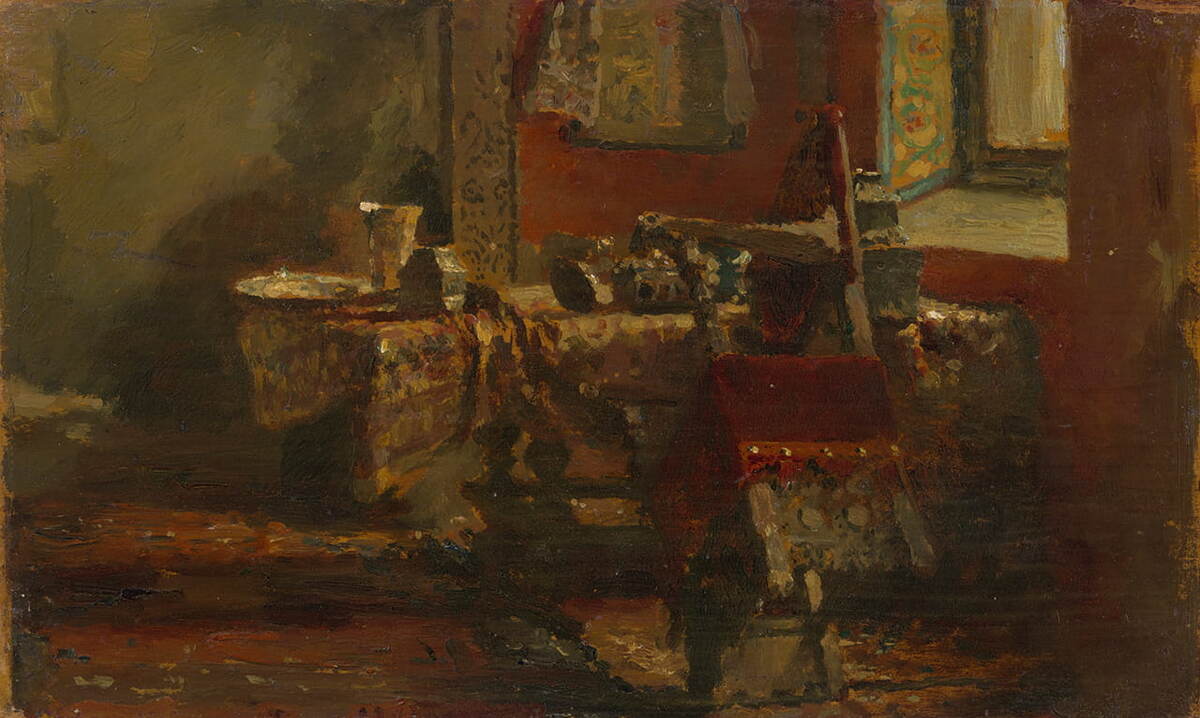 И.Я. Репин Интерьер дворца, этюд к картине. 1883 год. Холст, масло. Государственная Третьяковская галерея, Москва.