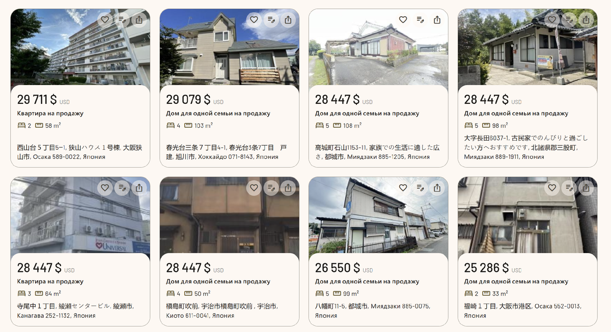 Стоимость домов в Японии