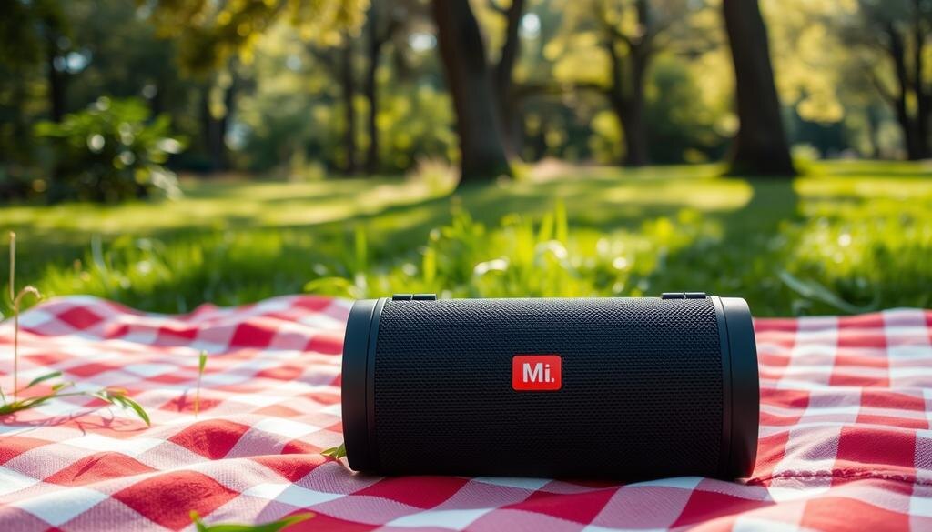    Изображение беспроводной колонки на природе