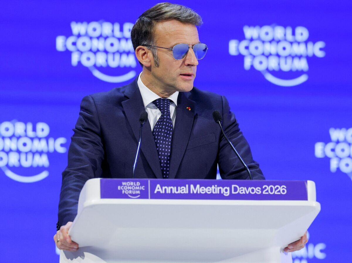    Президент Франции Эммануэль Макрон выступает на 56-м ежегодном Всемирном экономическом форуме (ВЭФ) в Давосе, Швейцария | © REUTERS / Denis Balibouse