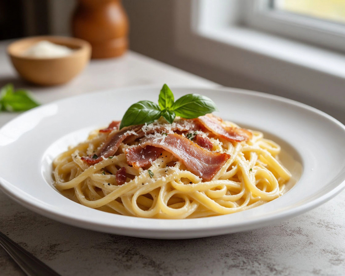 Паста карбонара с беконом и сливками: классический пошаговый рецепт — просто и вкусно! 🍝🥓😋