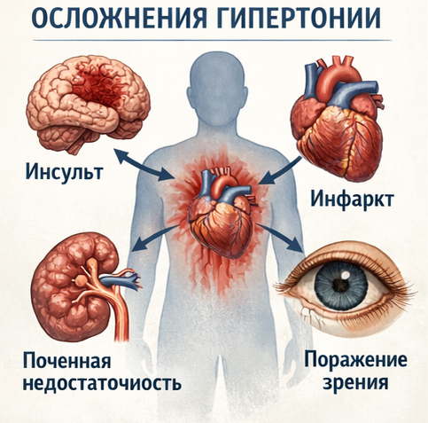 Осложнения гипертонии. 