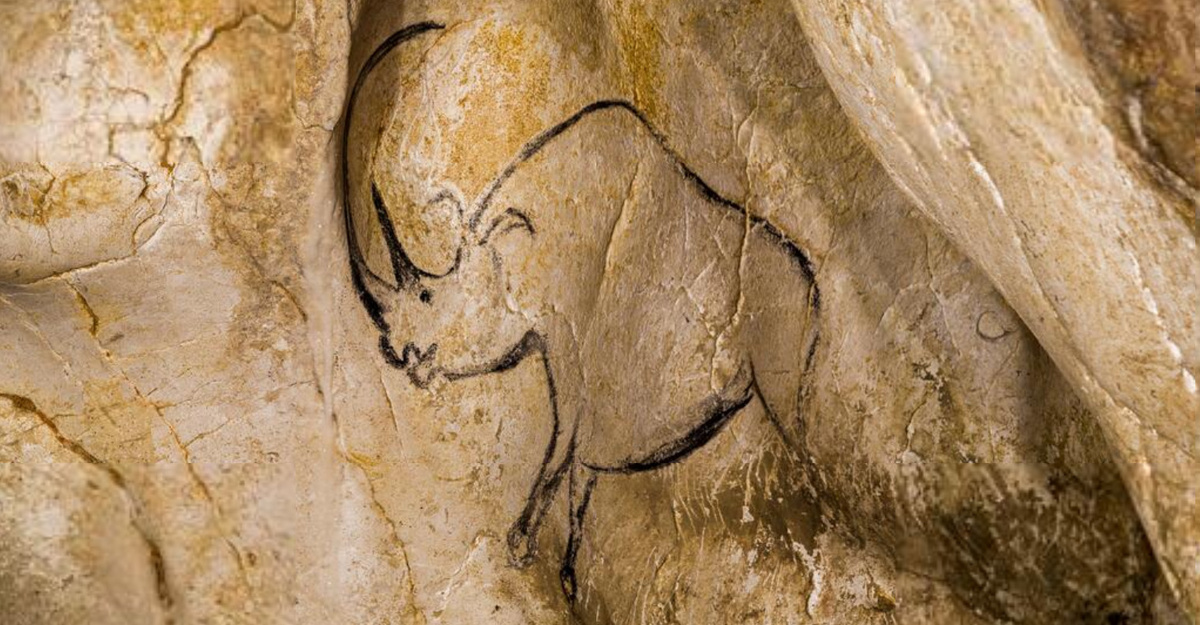     Изображение шерстистого носорога во французской пещере Шове Arnaud Frich / Centre National de Prehistoire. Ministere de la Culture et de la Communication