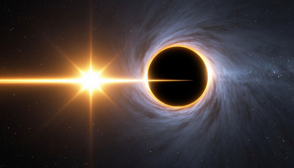 На изображении звезда приближающаяся к черной дыре