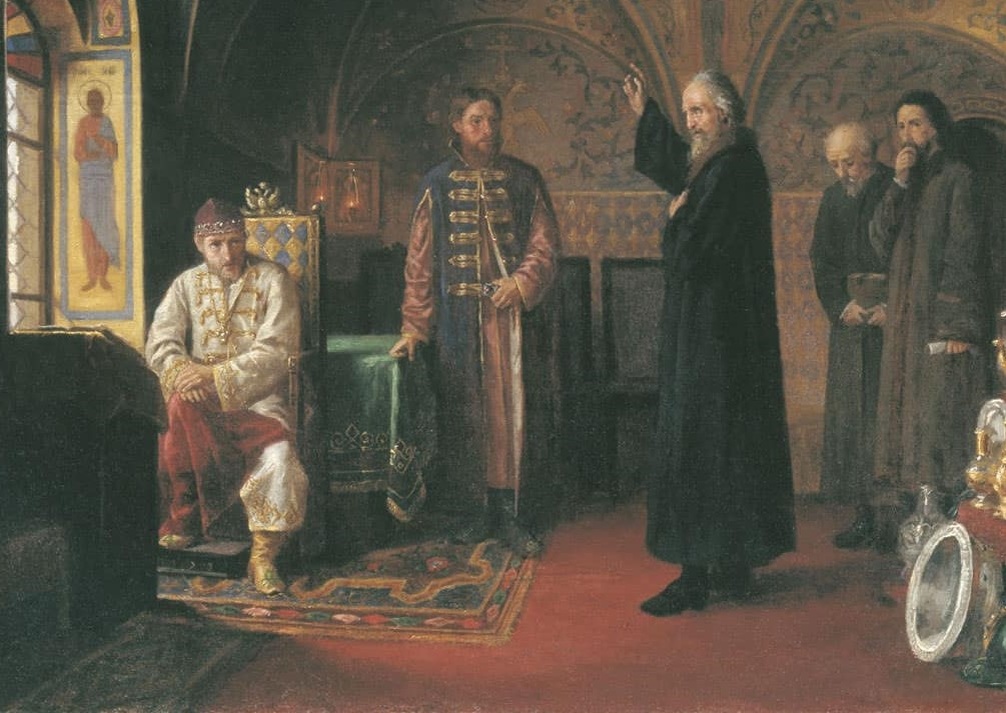 Митрополит Филипп обличает царя Иоанна Грозного. Художник: Яков Турлыгин