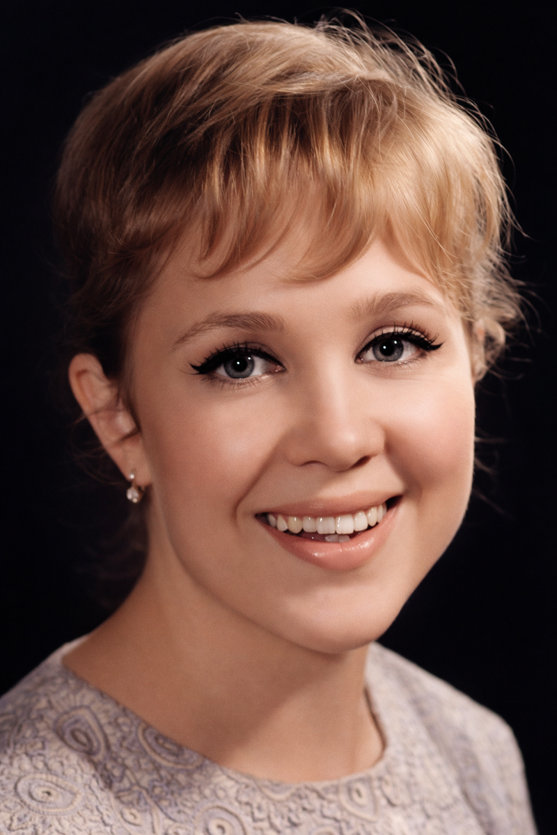 Актриса Надежда Румянцева. Фотообработка ИИ Sora из чб в цветную.