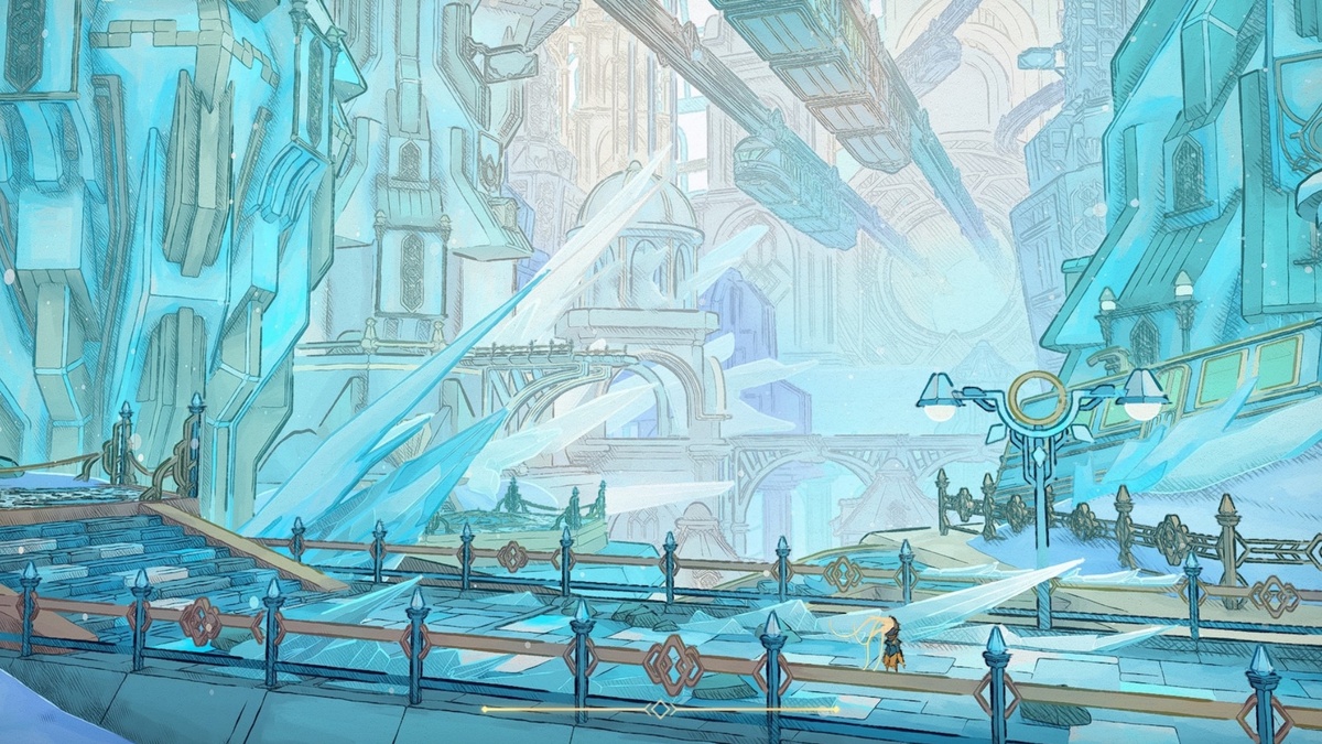 Геймплей MIO Memories in Orbit визуальный стиль карандашный рисунок и сел-шейдинг