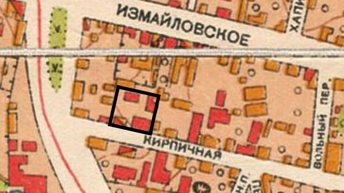Бывшее владение Никольского на плане Москвы 1952 г. (выделено черным).