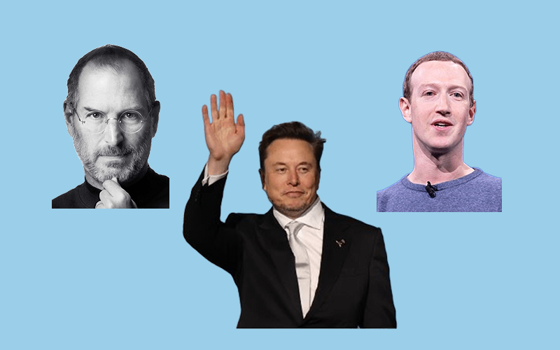 Стив Джобс, Илон Маск, Марк Цукерберг