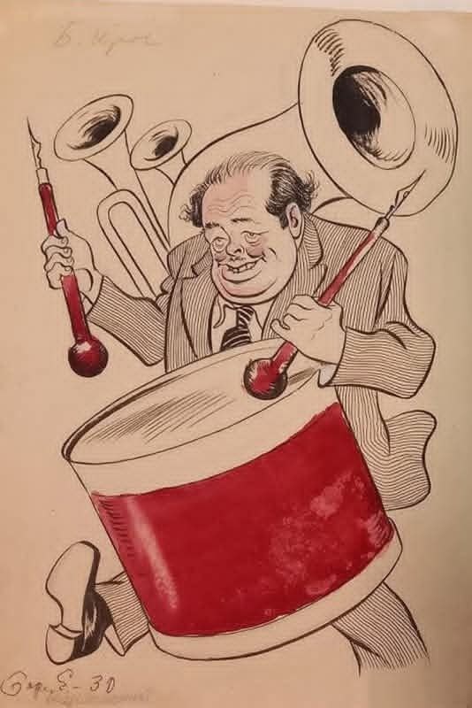 На фото: такой шарж на Александра Безыменского в 1930 году выдал Борис Ефимов