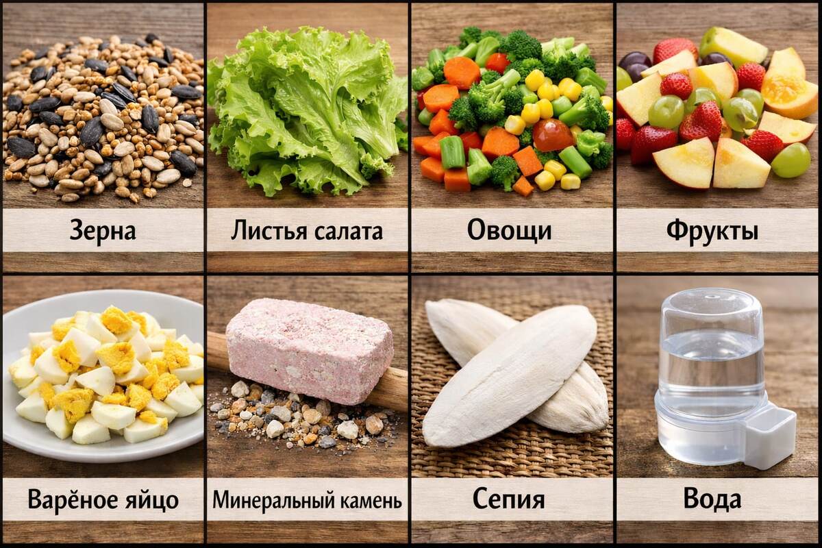 Еда, которая делает волнистых попугайчиков счастливыми.