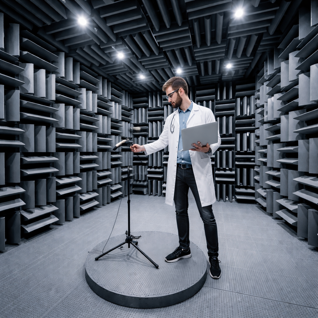 Человек в безэховой камере лаборатория испытание