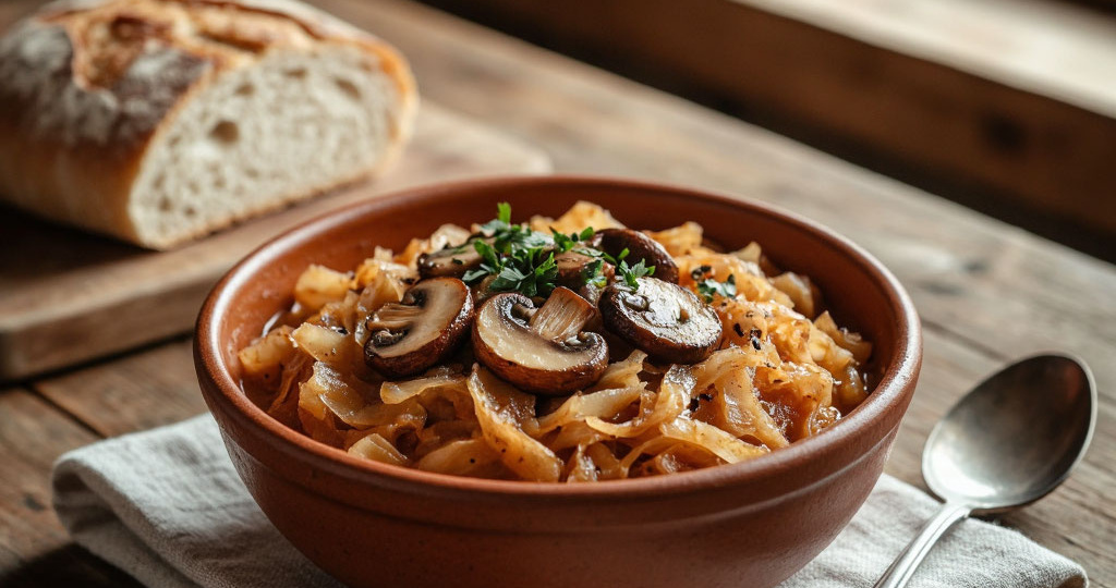 Мясоеды просят добавку: как я готовлю тушёную капусту с грибами, которую заказывают чаще стейков