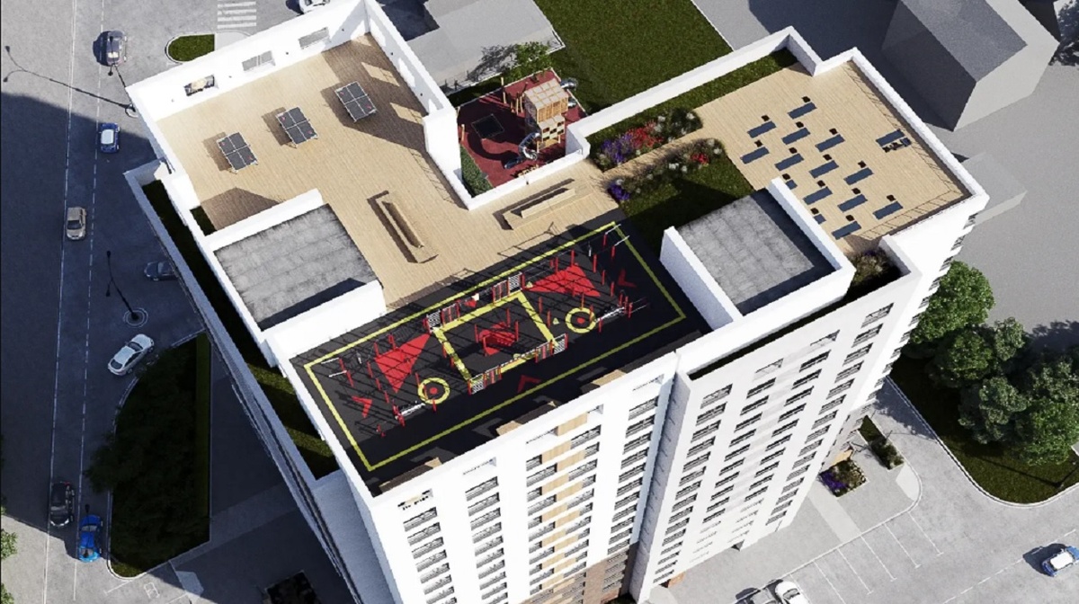 Спортплощадка на крыше дома