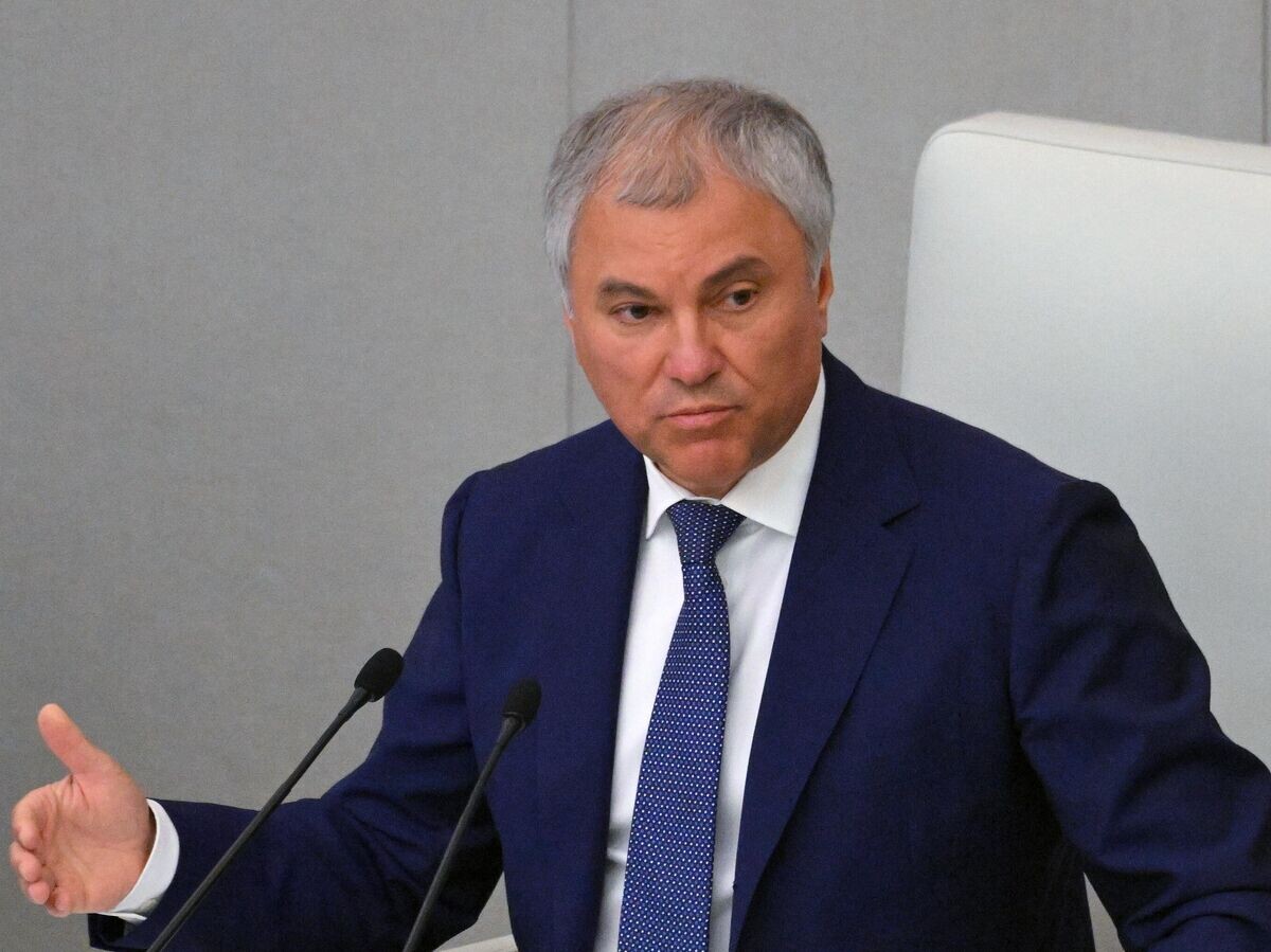    Председатель Государственной думы России Вячеслав Володин на пленарном заседании Госдумы России© РИА Новости . Максим Блинов