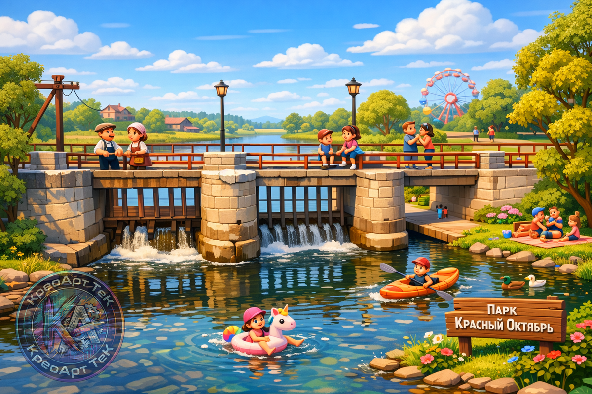 Плотина в парке Красный Октябрь