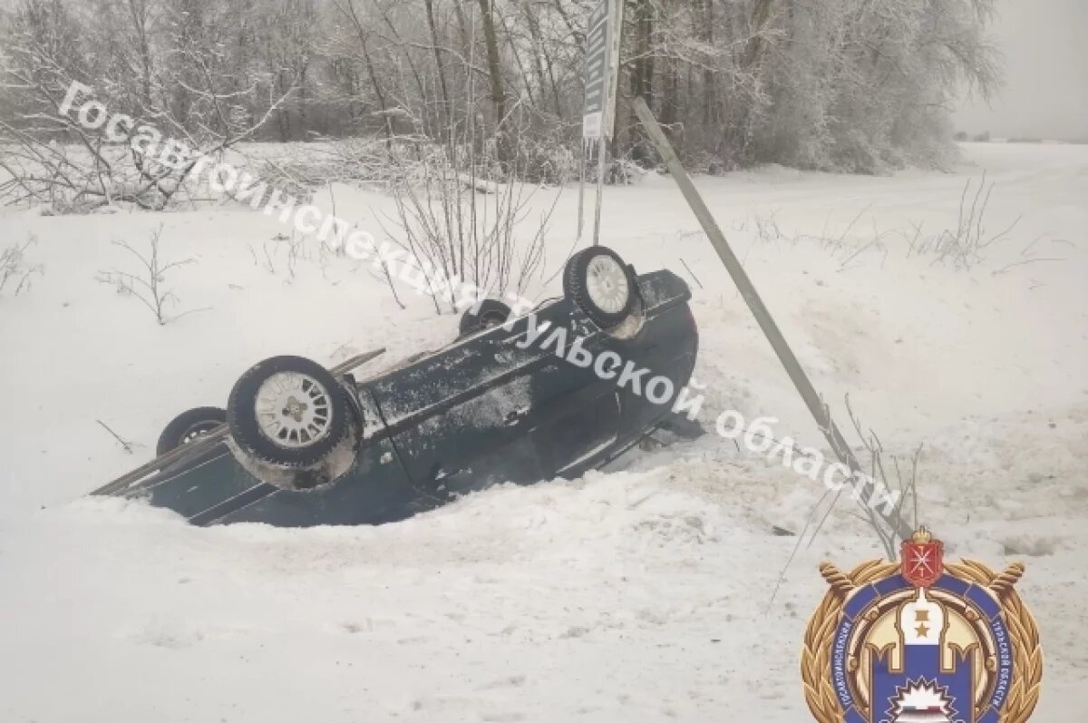    Автомобиль опрокинулся в кювете на автодороге «Венёв – Матвеевка»