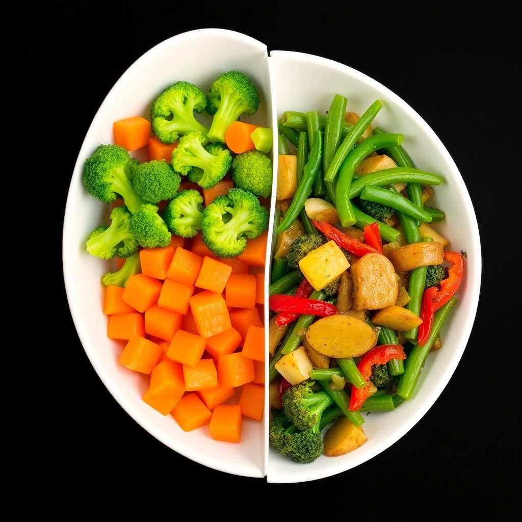 Результат на фото ниже: справа — овощи, которые просто сварили и оставили остывать (они продолжали «вариться» от собственного жара и побледнели), слева — те, что прошли через ледяную ванну.