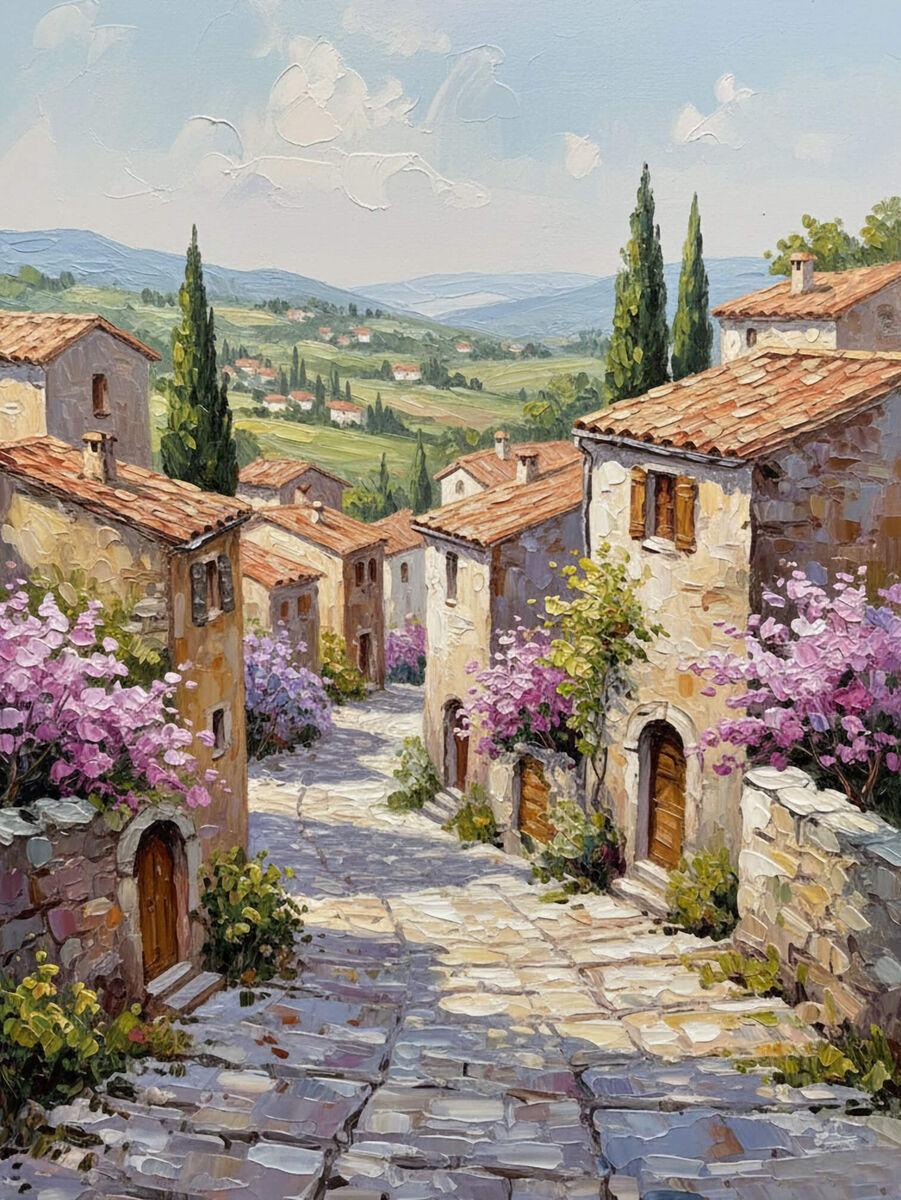 Картина акриловыми красками "Улочки старого города".