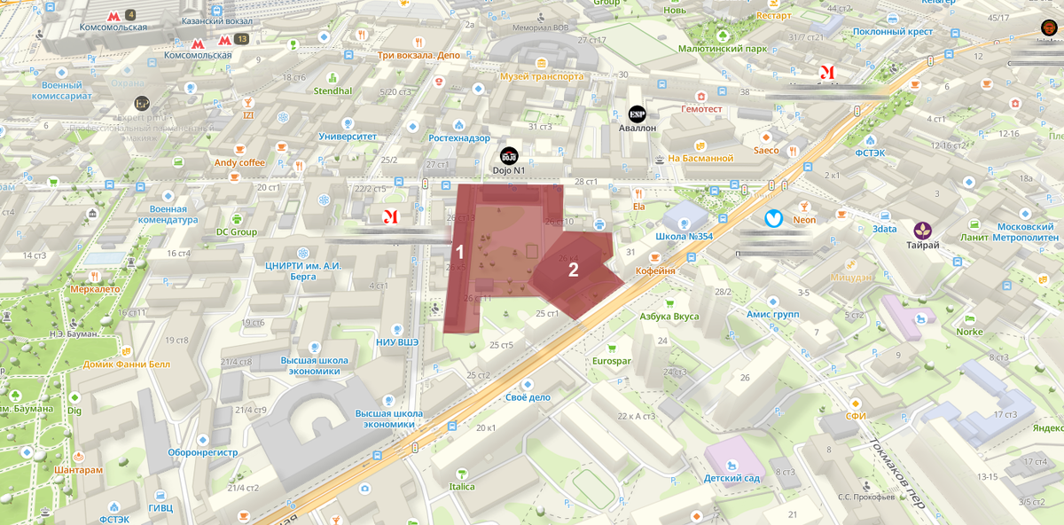 Пятно застройки ЖК Новая Басманная, 26