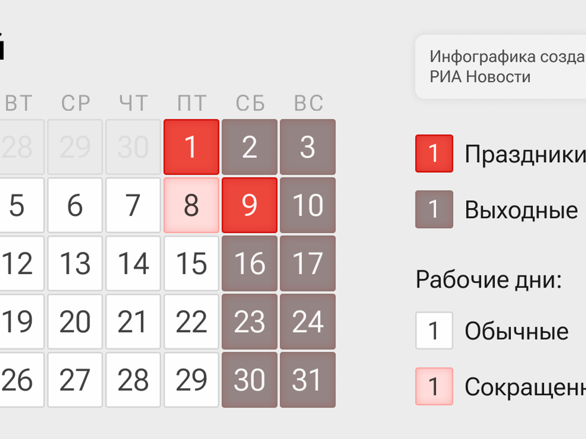    Производственный календарь — 2026. Май | © Инфографика