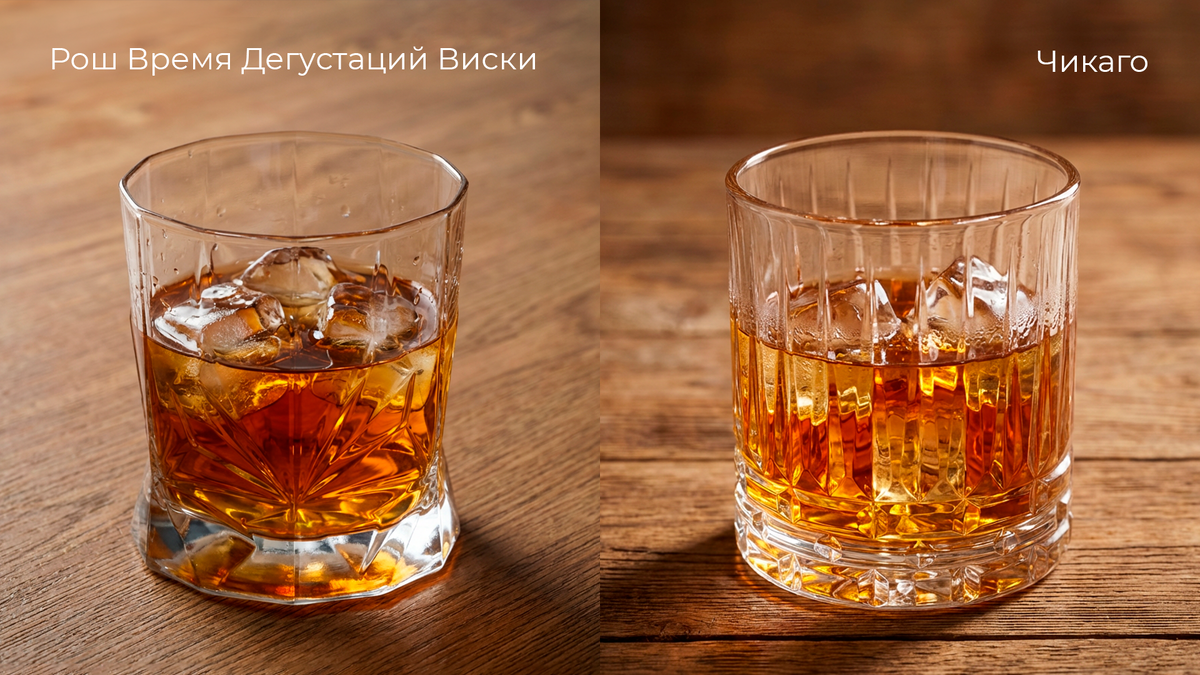 Слева - серия Рош Время Дегустаций Виски, справо - серия Чикаго