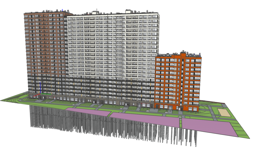 BIM-модель многоквартирного дома в ЖК «Город Звезд», выполненная в Renga Professional. Источник: «АБ «Сэтл Сити»