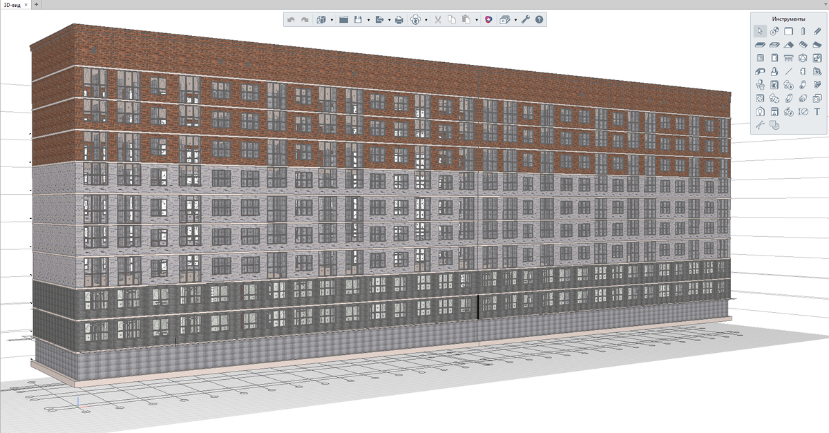 Цифровая информационная модель многоквартирного жилого дома, выполненного в Renga Professional Источник: «Конструктивная Система»
