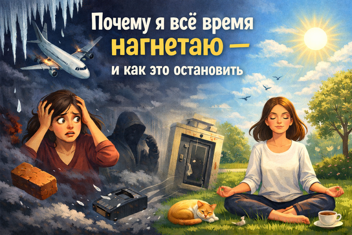 Тревожный мозг подбрасывает мыслишки про самолёты, которые падают, лифты, которые срываются в шахту, и насильников в подъезде.